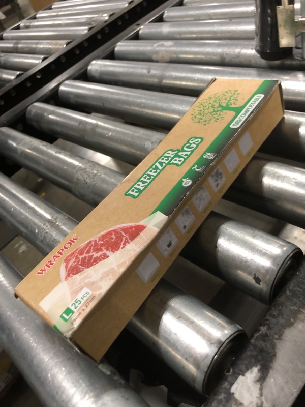 Photo 1 of WRAPOK 100% Compostable Gallon Freezer Bags Biodegradable Food Storage Bag for Vegetables, Fruits or Meats - 25 Count