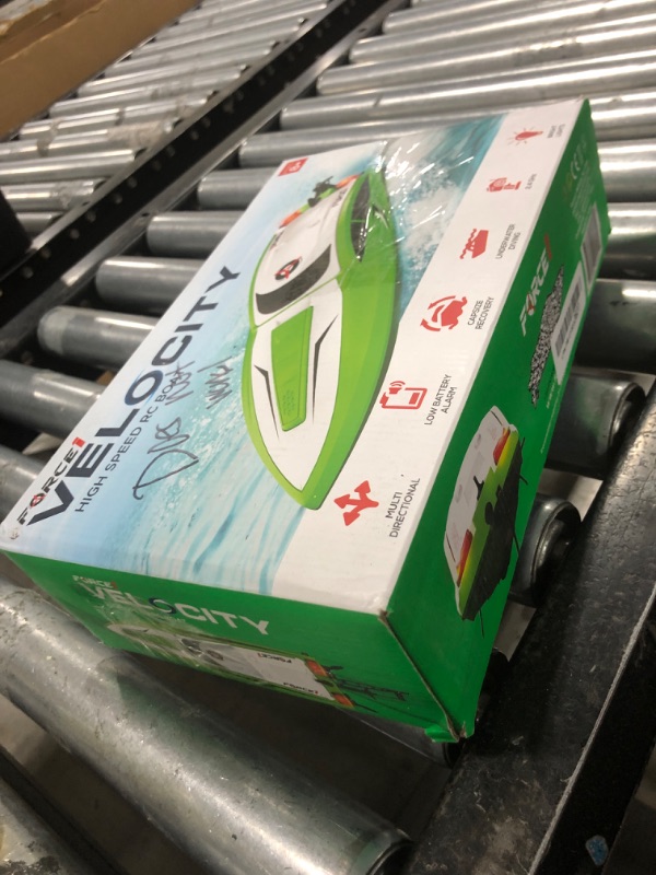 Photo 1 of Force1 Velocity Green Fast RC Boat- Remote Control Boats for Adults and Kids, Underwater Speed Racing Mini RC Toy for Pools and Lakes, 2.4GHZ Transmitter, 2 Rechargeable Batteries, Low Battery Alert