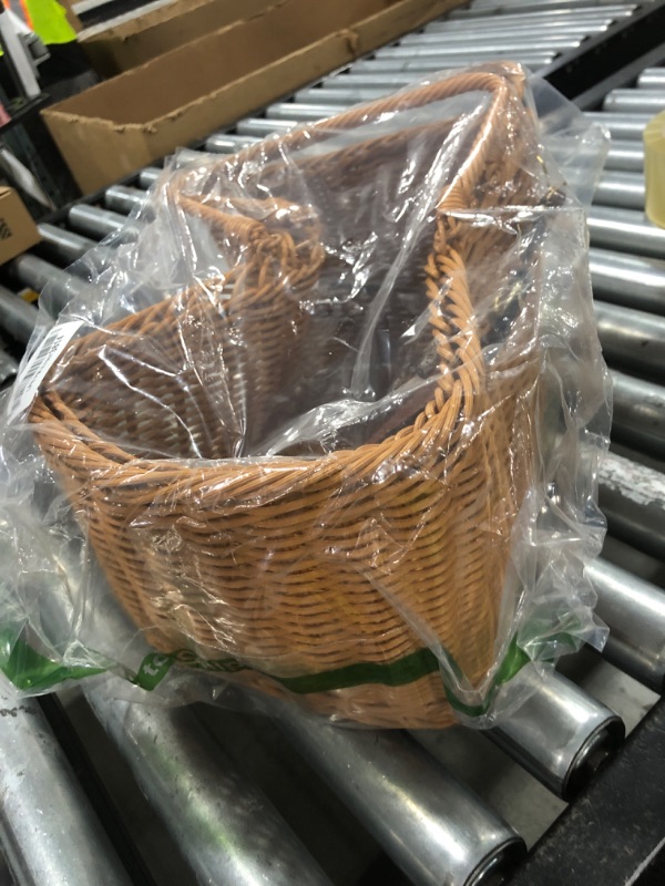 Photo 1 of Bike Basket - Durable Front Bicycle Bike Baskets - Handmade Woven Wicker Bike Basket with Adjustable Leather Straps (New Brown)