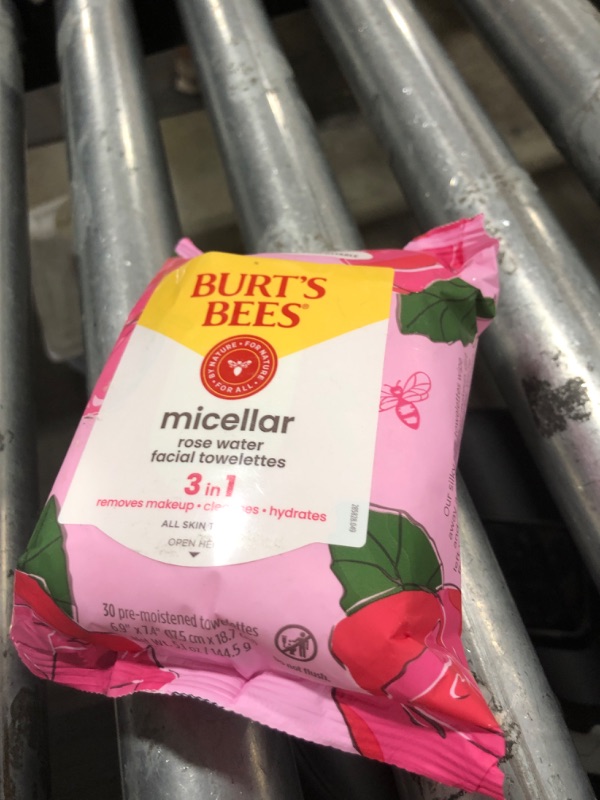 Photo 1 of Burt's Bees Back To School Dorm Essentials, Micellar Facial Towelettes With Rose Water, Pre-Moistened Towelettes for All Skin Types, 99.5 Percent Natural Origin Skin Care, 30 ct. Package