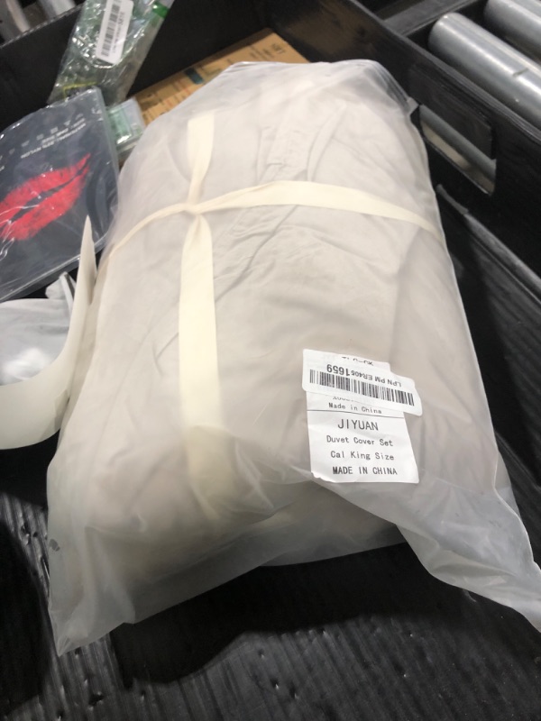 Photo 1 of JIYUAN 100% Washed Cotton Duvet Cover Set 3 PCS Cal King, 1 Duvet Cover 104"x98" (Comforter Not Included) and 2 Pillowcases,Linen Feel Bedding Set Comfy and Breathable, Heathered Tannish Linen Grey