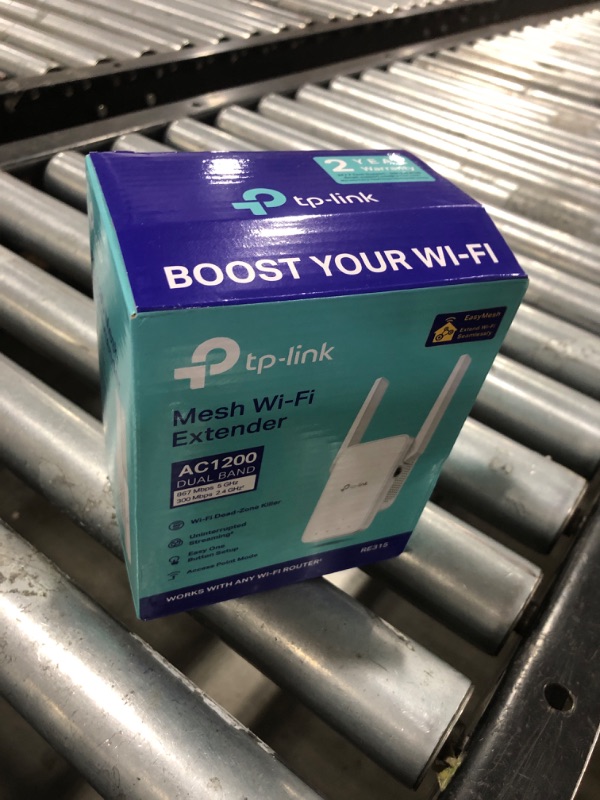 Photo 1 of TP-Link AC1200 WiFi Extender, 2025 Wirecutter Best WiFi Extender, 1.2Gbps Home Signal Booster, Dual Band 5GHz/2.4GHz, Up to 1600 Sq.ft and 32 Devices, EasyMesh Compatible, One Ethernet Port (RE315)
