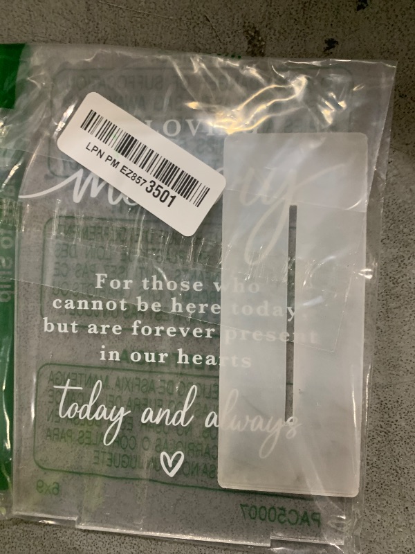 Photo 1 of In Loving Memory Acrylic Wedding Sign Memory Table Sign for Wedding Wedding Signs for Ceremony Modern Calligraphy Arch Acrylic Table Top Sign for Wedding Reception and Event Party Table