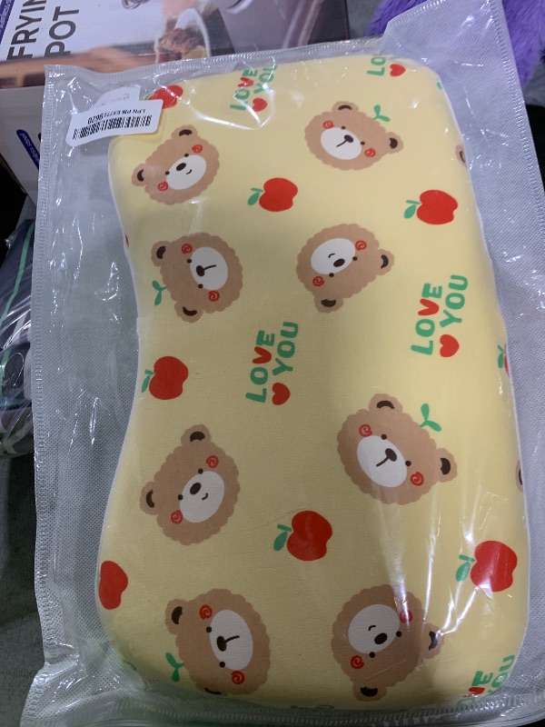 Photo 1 of Soft Toddler Pillow for Sleeping (14.5'' x 8.4'') with Removable Cover – Ideal for Travel & Nursery, Cuddly Bear Design – Perfect for Ages 1-2 Years