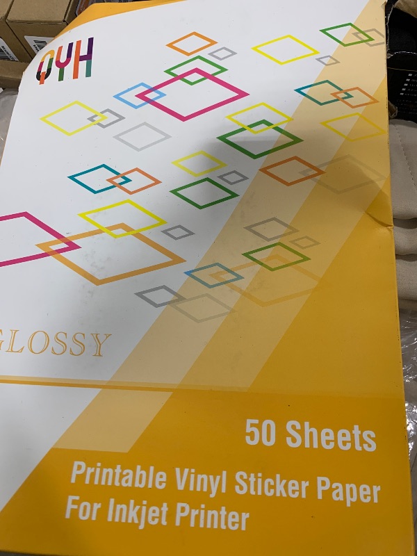 Photo 1 of QYH Premium Printable Vinyl for Inkjet Printer-50 Glossy Sticker Paper Waterproof 8.5’’x11’’ White Labels