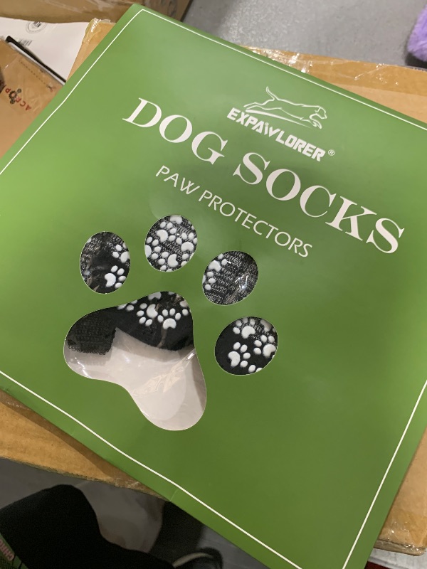 Photo 1 of EXPAWLORER 6Pcs Anti-Slip Dog Socks to Prevent Licking Paws,Dog Shoes for Hot/Cold Pavement,Best Paw Protector Traction Control on Hardwood Floor,Dog Booties for Puppy Small Medium Large Senior Dogs
