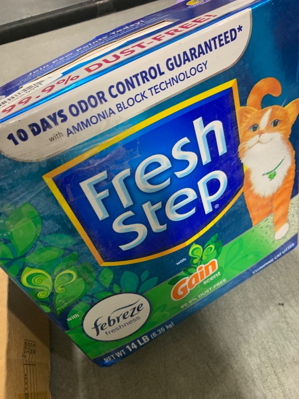 Photo 1 of Fresh Step Clumping Cat Litter with Febreze Gain Scent, Long Lasting Odor Control Kitty Litter with Activated Charcoal, Low Dust Formula, 14 lb