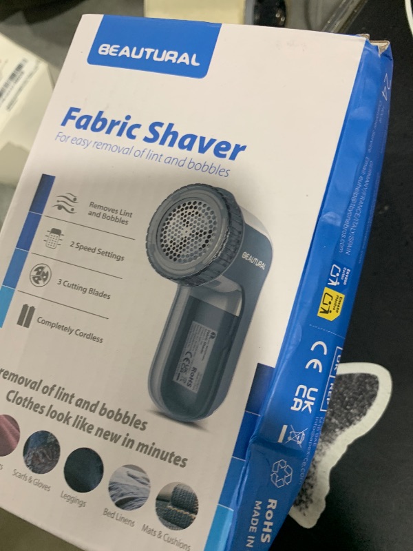 Photo 1 of BEAUTURAL Fabric Shaver and Lint Remover, Sweater Defuzzer with 2-Speeds, 2 Replaceable Stainless Steel Blades, Battery Operated, Remove Clothes Fuzz, Lint Balls, Pills, Bobbles Gray