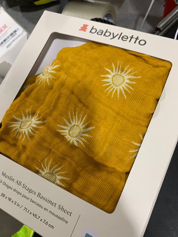 Photo 1 of Babyletto Muslin Baby Bassinet Sheets for Girls & Boys - GOTS Certified Breathable Organic Cotton Cover - 360° Fitted, Soft, Gentle & Cozy Rectangle Bedside Bassinet Sheets - Golden Hour