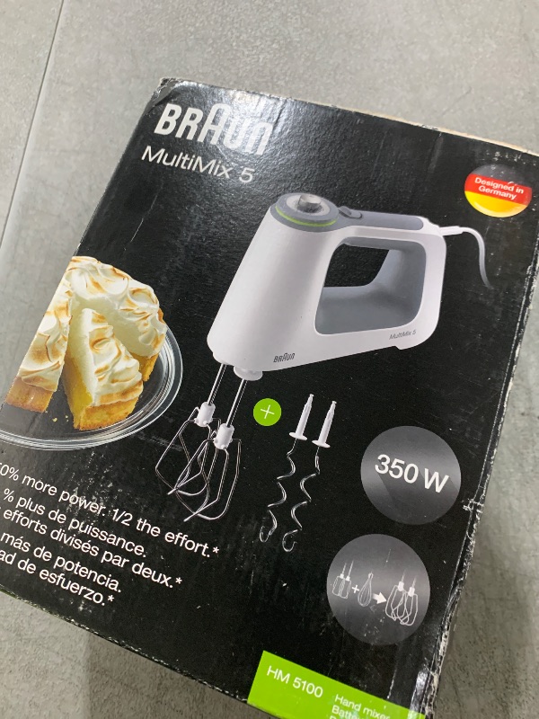 Photo 1 of Braun MultiMix 5 Hand Mixer, 350W Electric Mixer with SmartMix Technology, 9-Speed + Turbo, MultiWhisk & Dough Hooks, Lightweight Soft-Grip Design, White