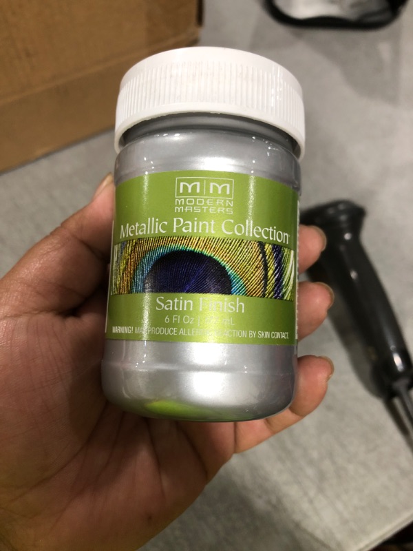 Photo 1 of 6 oz Modern Masters ME150 Silver Metallic Paint Collection, Satin Water-Based Decorative Metallic Paint