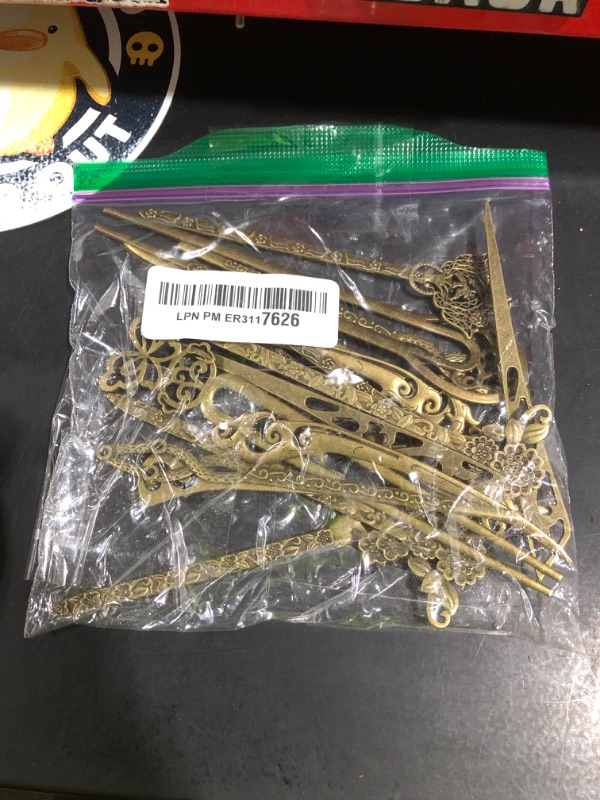 Photo 1 of Geyoga 20 Pieces Hair Sticks Vintage Bronze Hair Chopsticks Chinese Pins Antique Decorative for Women Accessory, 10 Styles
