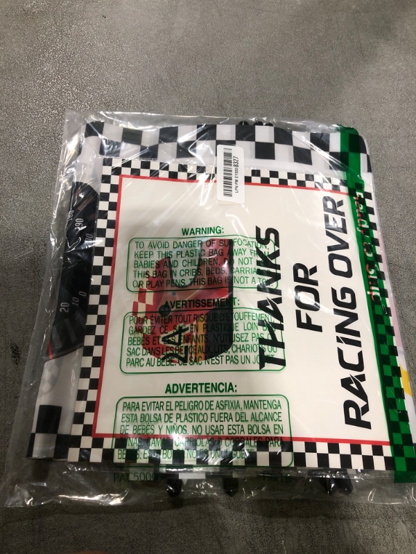 Photo 1 of Race Car Birthday Party Banner Checkered Flags 9 Cars Party Signs for Car Birthday Party Decoration Set Racing Fans Welcome Porch Sign for Boys Let's Go Racing Party Supplies for Kids Race Fans