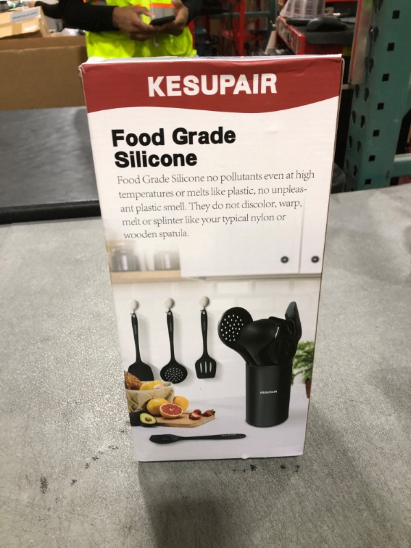 Photo 1 of Kitchen Utensils Set - 446°F Heat Resistant Silicone Cooking Utensils Set-Kitchen Tools and Gadgets for Cooking Nonstick Cookware with Tongs,Turner,Spatula,Spoon,Brush,Peeler,Grater,Scissors(Black)