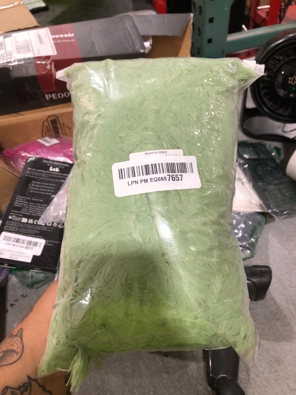 Photo 1 of MorroMorn Decorative Pillows Covers, 2 Packs Faux Fur Pillow Cases, Luxury Shaggy Throw Pillowcase Cushion Shams with Zipper Closure Home Decor for Couch Sofa Bed Room (Green, King/Cali King)