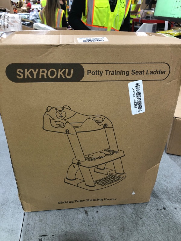 Photo 1 of SKYROKU Potty Training Toilet, New Sector-Shape Stabilized Base two in one Toddler Toilet Seat with Splash Guard, Anti Slip Pad, and Step Stool Enamel Grey