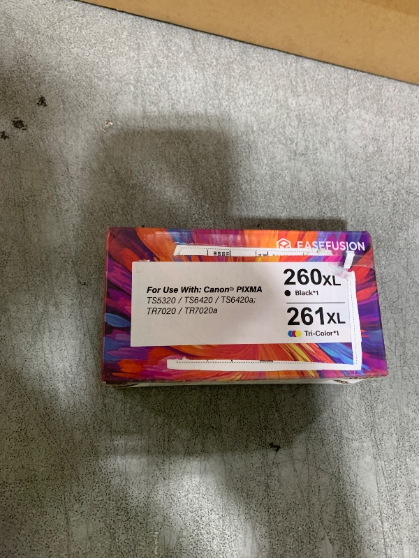 Photo 1 of EaseFusion 260XL 261XL Replacement for Canon 260 and 261 Ink Cartridges PG-260 CL-261 Compatible with Canon Pixma TS6420a TS6420 TS6400 TR7020a TS5320 TR7000 TS5300 TR7020 Printer Ink Cartridges