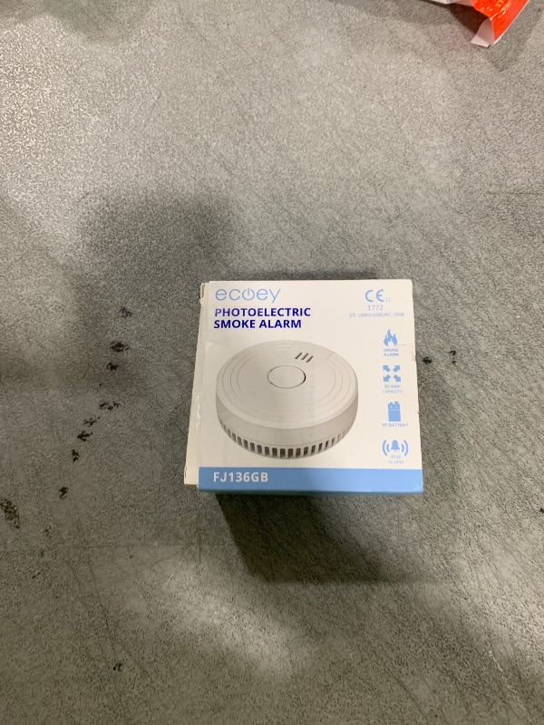 Photo 1 of Ecoey  Detector Fire Alarm with Photoelectric Technology, Fire Detector with Test Button and Low Battery Signal, Fire Alarm for Bedroom and Home, FJ136GB, 1 Pack Small
