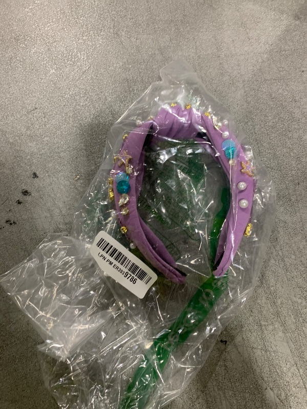Photo 1 of YARIEW Mermaid Knotted Headband, Purple, Hairband for Women and Girls, Mermaid Hair Accessories with Tail and Starfish, Party Decorations Gifts