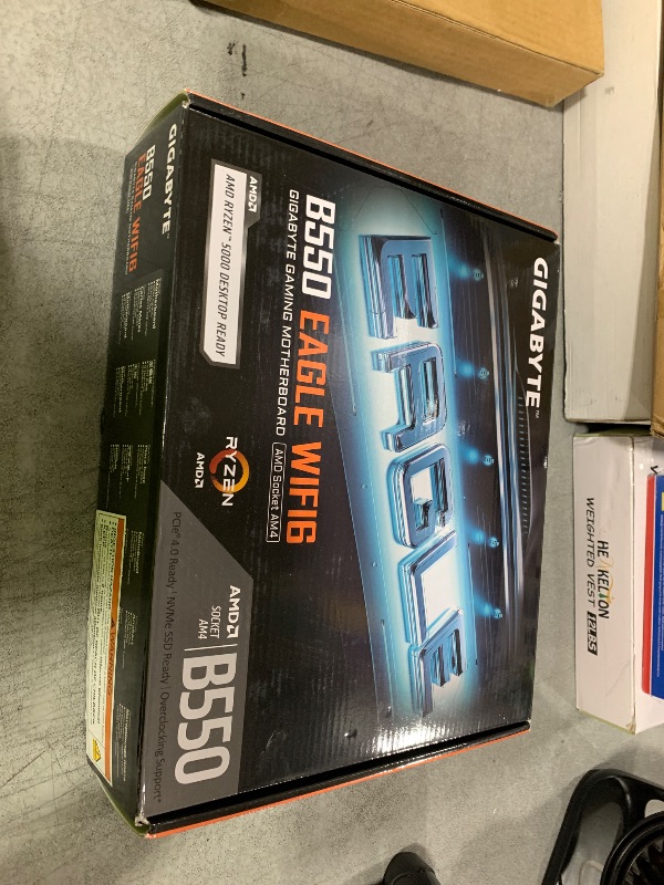 Photo 1 of GIGABYTE B550 Eagle WIFI6 Motherboard, Supports AMD AM4 Ryzen 5000 Processors, ATX, DDR4, 2X M.2, PCIe 4.0, WIFI6, 1GbE LAN, EZ-Latch