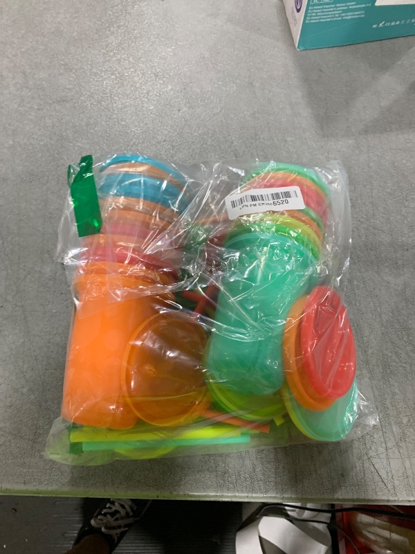 Photo 1 of The First Years Take & Toss Toddler Straw Cups - Spill Proof Sippy Cups with Snap On Lids and Straws - Feeding Supplies and Party Supplies - 10 Oz - 20 Count