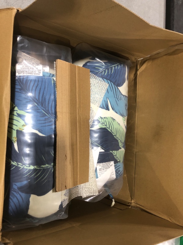 Photo 1 of LVTXIII Outdoor Tufted High Back Cushions, Solid Fluffy Seat and Back Chair Cushion with Ties, Patio Replacement Rocking Chair Cushion for Outdoor Furniture (22" W x 20D, 2 Pack, Swaying Palms Blue)