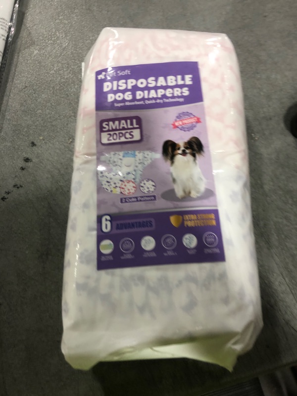 Photo 1 of Pet Soft Female Dog Diapers - Disposable Doggie Diapers with Wetness Indicator, Puppy & Cat Diapers Super Absorbent, Fit for Female Dog in Heat or Incontinence, 20pcs (S, Mixed)