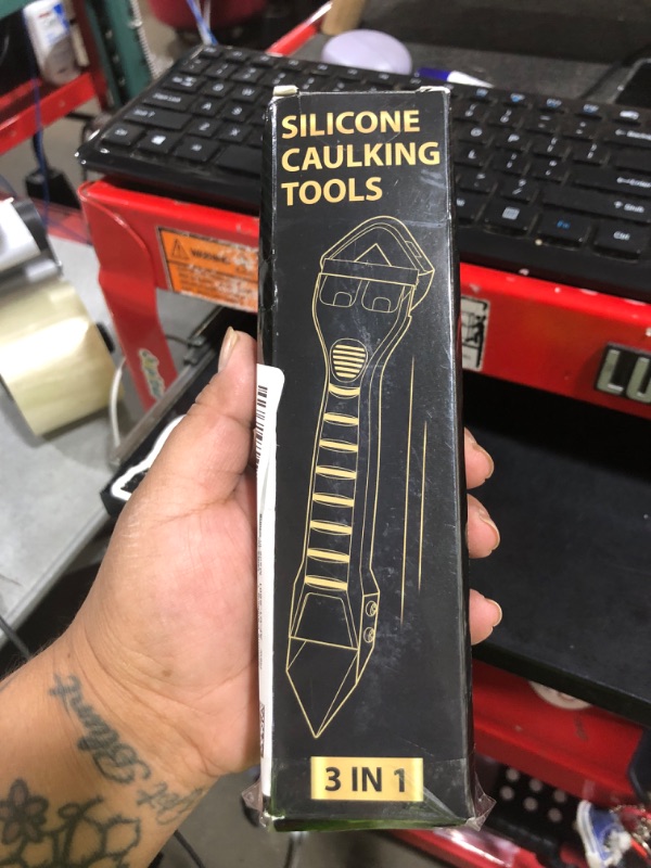 Photo 1 of Stainless Steel Caulking Tool Caulk Remover 4 in 1: Tool Gifts for Men Women Grout Removal Tools Kit Smooth Caulk for Bathroom Tub Window Floor Glue Trowel Paint Scraper Cool Gadget Stocking Stuffers