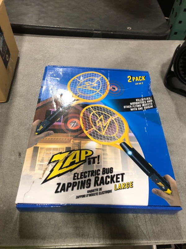 Photo 1 of ZAP iT! 4,000 Volt Electric Handheld Bug Zapper Racket - USB Rechargeable Indoor Safe Mosquito Zapper and Fly Swatter for Indoor and Outdoor Use - 2 Pack (Large, Yellow)