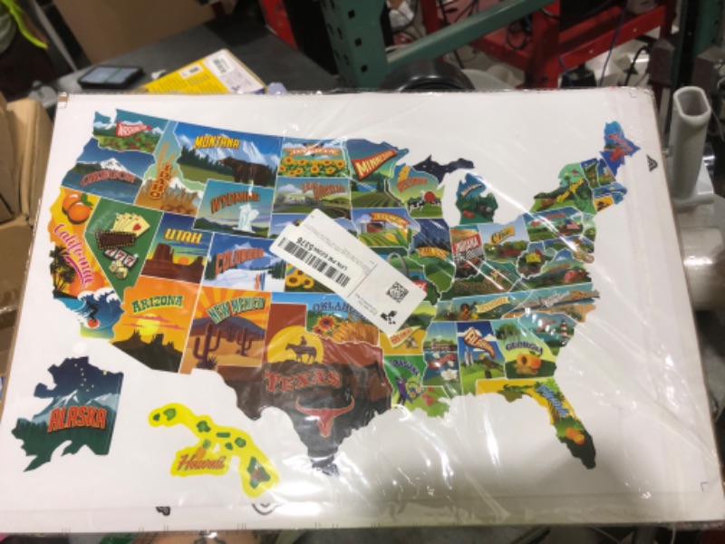 Photo 1 of RV State Travel USA Map Vinyl Sticker - Camper Trailer Decals for Window with State Flag - Road Trip Map of America - Waterproof, UV Protection for Window, Door or Wall (Popular)