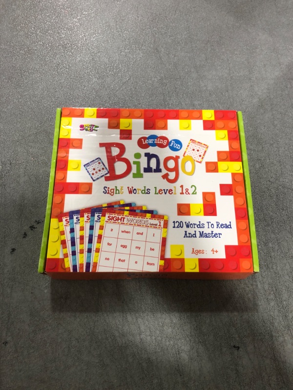 Photo 1 of Sight Word Bingo Game, 120 Sight Words Learn to Read Level 1 & Level 2 Bingo Board Game Dolch's & Fry's Words Lists for Kindergarten and Preschool Kids 4-8, Perfect for Classroom & at Home