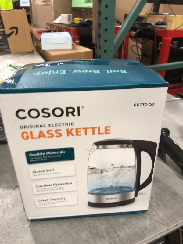 Photo 1 of Cosori Electric Kettle, No Plastic Filter & Spout, 1.7L Tea Kettle & Hot Water Boiler For Coffee & Tea, Water Heater & Teapot, Automatic Shut Off, Borosilicate glass, Black, 1500W