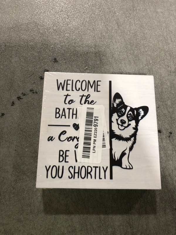Photo 1 of ATBWGT Funny Frenchie Bathroom Wooden Box Sign, Gifts for French Bulldog Lovers, Frenchie Dog Wood Block Plaque Signs for Bathroom Toilet Restroom Desk Table Shelf Decor, 5x5 Inch