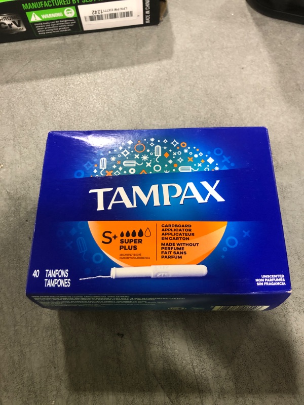 Photo 1 of Tampax Cardboard Tampons Super Plus Absorbency, Anti-Slip Grip, LeakGuard Skirt, Unscented, 40 Count