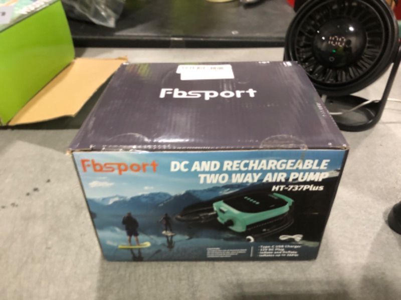 Photo 1 of FBSPORT Paddle Board Pump Rechargeable 20PSI SUP Pump, Portable Electric Air Pump Quick Inflate & Deflate SUP Air Pump for Stand Up Paddle Boards, Kayak, Tent (Green)