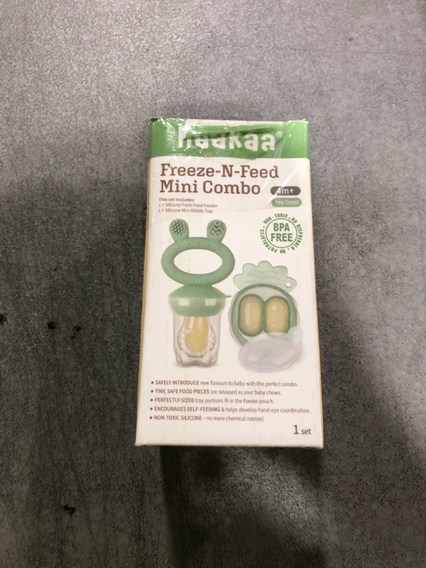 Photo 1 of Haakaa Baby Fruit Food Feeder & Mini Freezer Nibble Tray Combo, Breastmilk Popsicle Molds for Cooling Relief, BPA Free Silicone Feeder for Safe Infant Self Feeding, 4 Month+ (Pea Green)