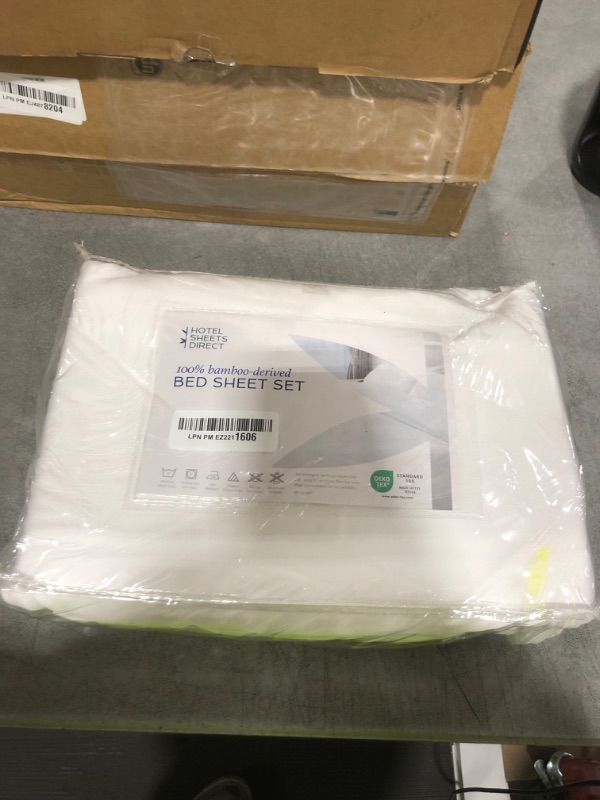 Photo 1 of Hotel Sheets Direct 4 Piece Bed Sheet Set King Size, 100% Viscose Derived from Bamboo Sheets Set with 2 Pillowcases, Cooling & Breathable Luxury Bedding, Moisture-Wicking & Silky Soft Texture, White