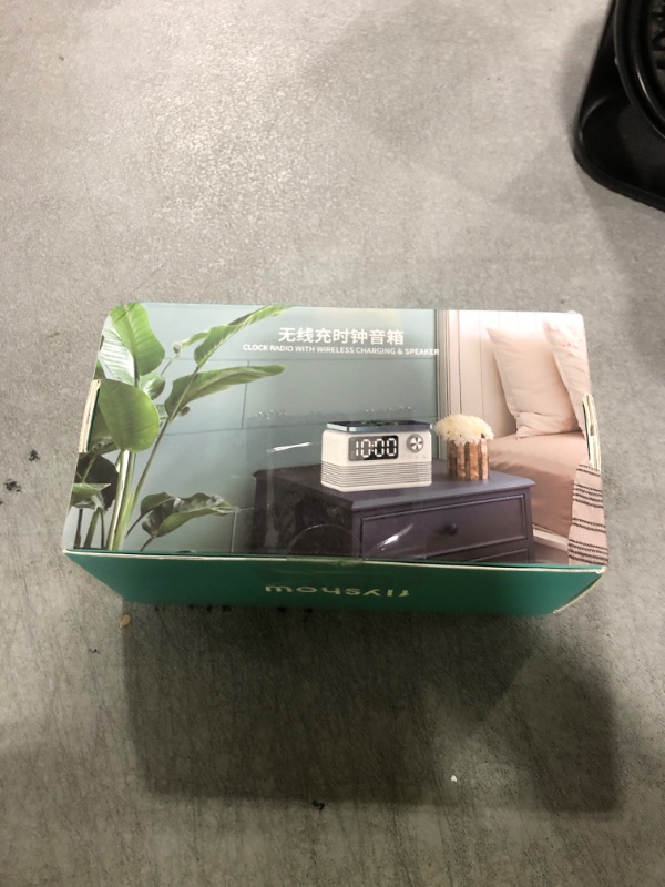 Photo 1 of FlyShow 15W Fast Wireless Charger with Bluetooth Speaker and Alarm Clock Radio,4 in1 Wireless Charging Station for iPhone,Android Phones with FM Radio for Bedroom
