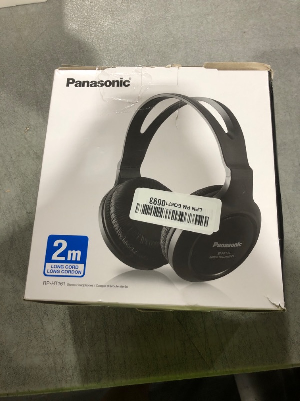 Photo 1 of Panasonic Headphones, Lightweight Over the Ear Wired Headphones with Clear Sound and XBS for Extra Bass, Long Cord, 3.5mm Jack for Phones and Laptops – RP-HT161-K (Black)