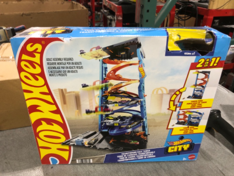 Photo 1 of Hot Wheels City Toy Car Track Set, Transforming Race Tower, Single to Dual-Mode Racing, with 1:64 Scale Vehicle, 2 Ways to Play