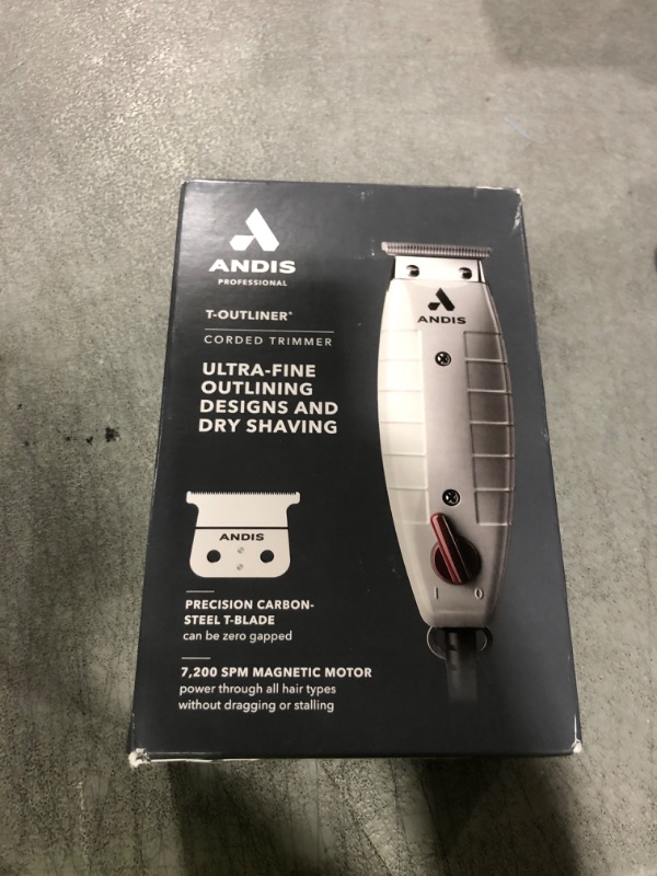 Photo 1 of Andis 04780 Professional T-Outliner Beard & Hair Trimmer for Men with Carbon Steel T-Blade, Bump Free Technology – Corded Electric Beard Trimmer, GTO, Grey
