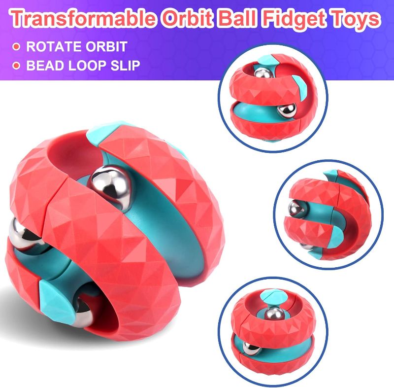 Photo 1 of Unique Orbit Ball Fidget Toy, Novelty Beads Track Infinity Cube Stress Relief Balls Creative Sensory Toys for Autistic ADHD Kids Adults RED 