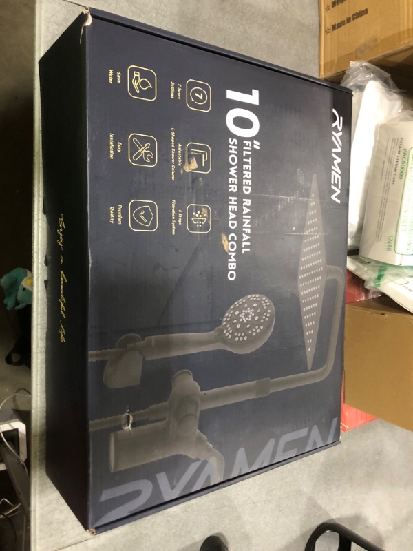 Photo 1 of Ryamen Upgraded Dual Shower Heads Combo, 10 inch Filtered Shower Head with Handheld, 3-Way Rain Shower Head with Filters, 7 Settings Handheld Spray, High Pressure, Height Adjustable (Black)