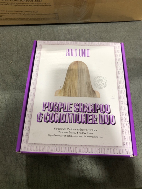 Photo 1 of Bold Uniq Purple Toning Shampoo & Conditioner Set - For Blonde, Platinum, Ash, Bleached, Grey, Ash & Silver hair - Eliminates Brassy, Yellow Tones - Vegan, Paraben & Sulphate Free - 8 Fl Oz Each