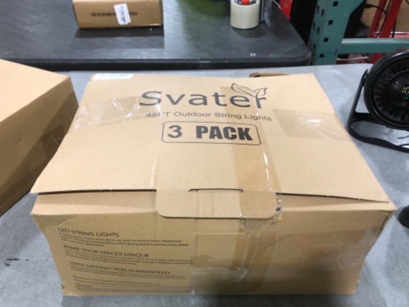 Photo 1 of Svater 144 FT Outdoor String Lights 2W, Patio Light for Outside with 48 Antique S14 Plastic LED Bulbs, IP65 Waterproof Hanging Cafe Market Lighting, ETL-Listed Dimmable Warm White (48 FT x 3)