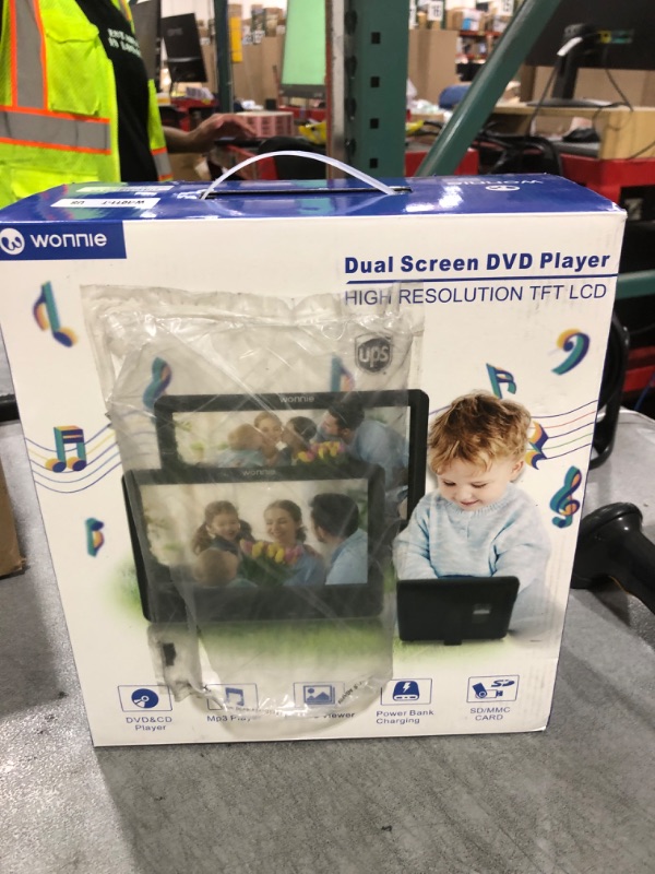 Photo 1 of WONNIE 10.5" Two DVD Players Dual Screen for Car Portable CD Player, Play a Same or Two Different Movies with Two Mounting Brackets, 5-Hour Rechargeable Battery, Support USB/SD Card Reader