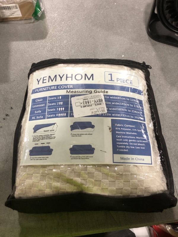 Photo 1 of YEMYHOM Couch Cover Latest Jacquard Design High Stretch Sofa Chair Covers for Living Room, Pet Dog Cat Proof Armchair Slipcover Non Slip Magic Elastic Furniture Protector (Small, Ivory)