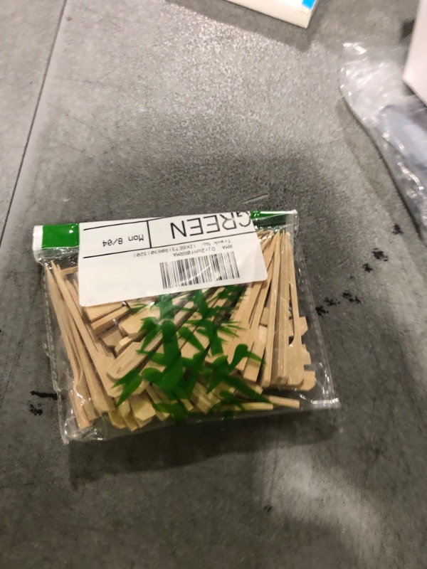 Photo 1 of Minisland Premium 3.5 Inch Square Small Mini Bamboo Paddle Skewers for Appetizers Fruit Kabobs Sandwiches Cocktail Party Finger Food Sticks 3mm Thick 100 Counts -MSL162S