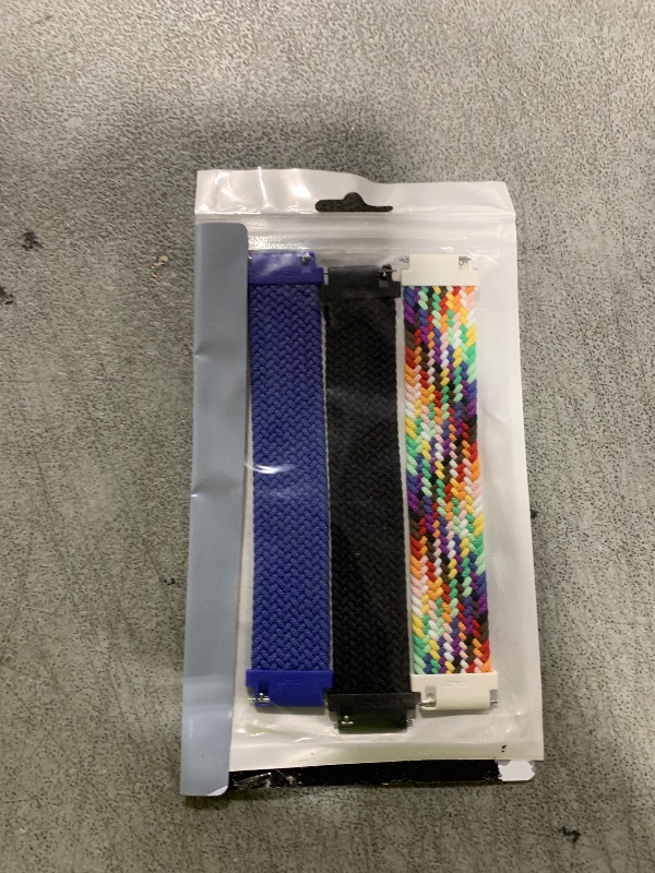 Photo 1 of ALMNVO 3 pack Stretch Braided Solo Loop Nylon Bands for Samsung Galaxy Watch 5 40mm 44mm/LTE 44mm/5 Pro 45mm/4 40mm/4 classic 46mm/42mm/3 41mm/Active,Elastics Wristband,20mm-XS