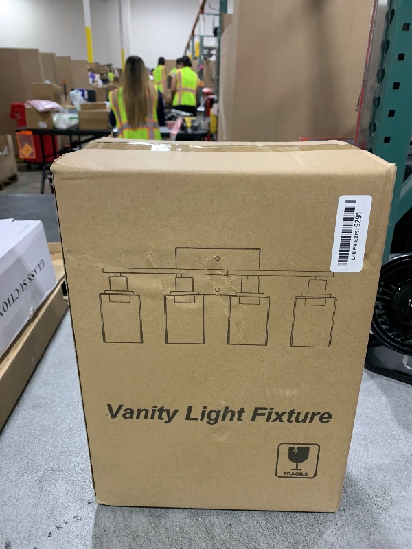Photo 1 of Indoi 4-Light Bathroom Light Fixtures, Brushed Nickel Vanity Lights with Clear Glass Shades, Modern Bathroom Wall Lamp for Mirror Living Room Cabinet Bedroom Porch